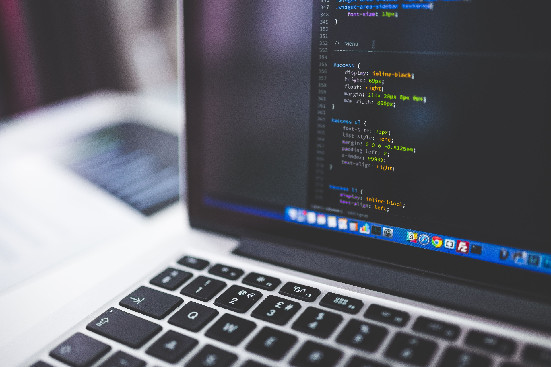 Code on screen